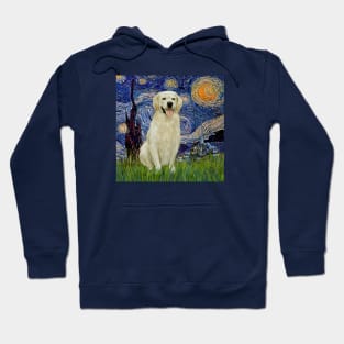 Starry Night by Van Gogh Adapted to Include a Light Golden Retriever Hoodie